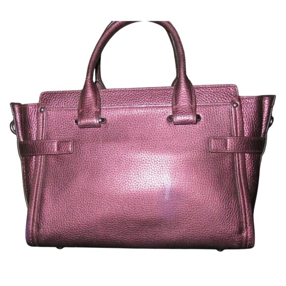 Coach Swagger 27 Cherry Metallic Pebble Leather Double Handle Satchel 36497 - Picture 2 of 15
